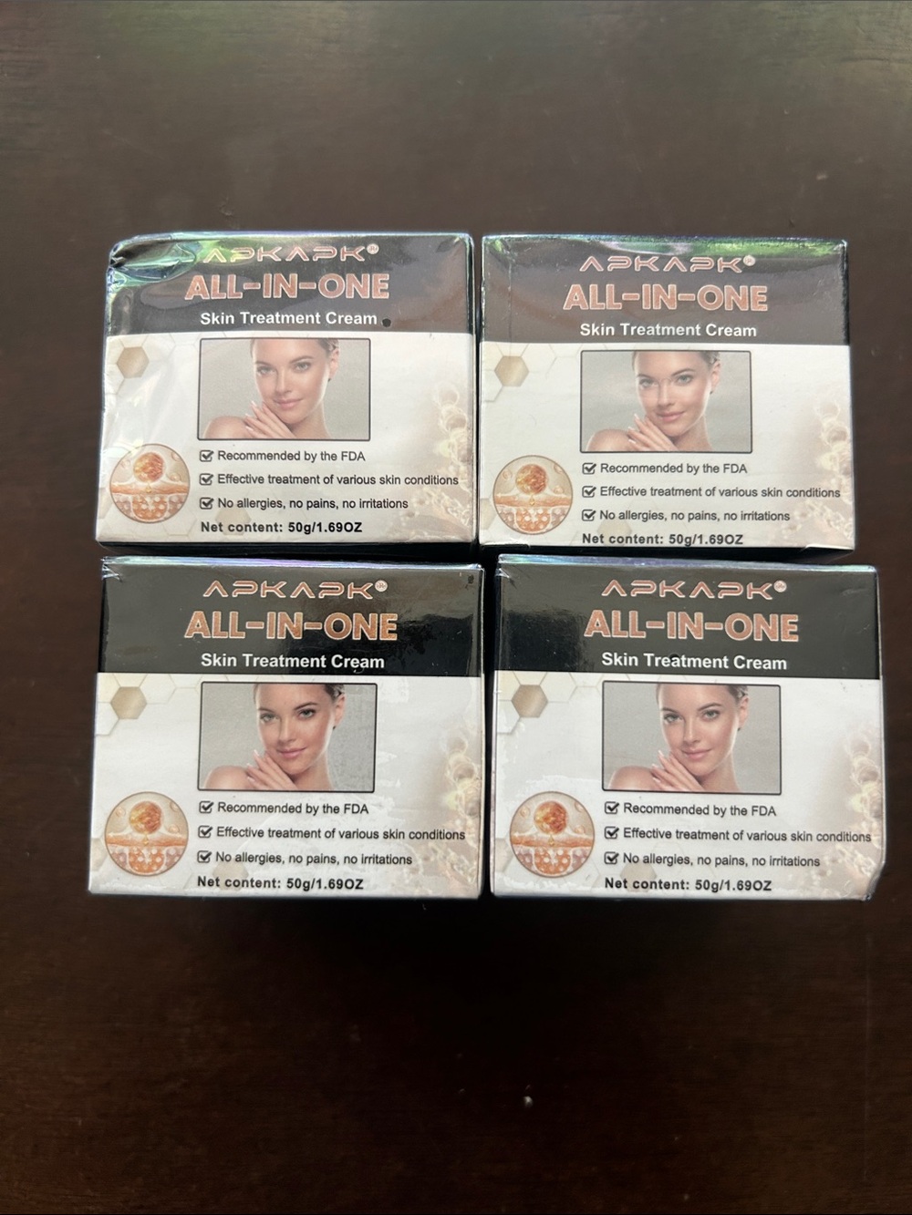 Lot of 4 APKAPK All-In-One Skin Treatment Cream - Black & White Box